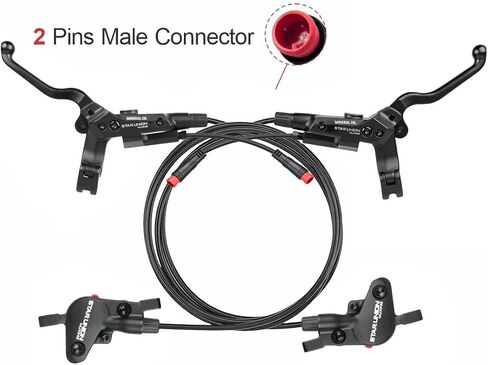Hydraulic Disc Brakes Set Left Front 1000mm Right Rear 1800mm with Integrated Sight Glass, 2-Pin Power Cut-Off Parking Function Bicycle Disc Brake for MTB Road Bike 2 Piston in Kuwait