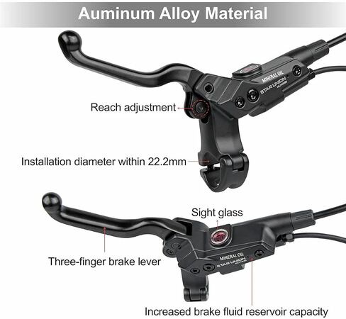 Hydraulic Disc Brakes Set Left Front 1000mm Right Rear 1800mm with Integrated Sight Glass, 2-Pin Power Cut-Off Parking Function Bicycle Disc Brake for MTB Road Bike 2 Piston in Kuwait