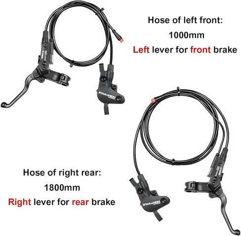 Hydraulic Disc Brakes Set Left Front 1000mm Right Rear 1800mm with Integrated Sight Glass, 2-Pin Power Cut-Off Parking Function Bicycle Disc Brake for MTB Road Bike 2 Piston in Kuwait