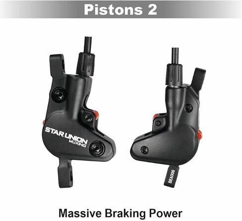 Hydraulic Disc Brakes Set Left Front 1000mm Right Rear 1800mm with Integrated Sight Glass, 2-Pin Power Cut-Off Parking Function Bicycle Disc Brake for MTB Road Bike 2 Piston in Kuwait