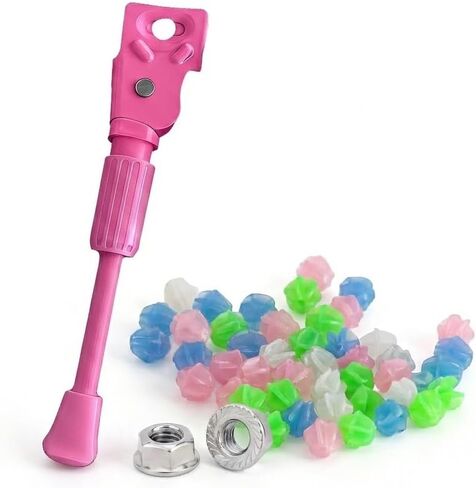 Bike Kickstand Kids - Aluminum Alloy Kickstand for Kids Bike 16" Wheels - Kids Bike Kickstand - Adjustable Kick Stand with Bike Spoke Decorations Beads (36 Pcs) & Hex Nut M8 in Kuwait