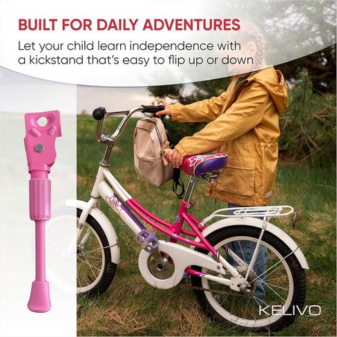 Bike Kickstand Kids - Aluminum Alloy Kickstand for Kids Bike 16" Wheels - Kids Bike Kickstand - Adjustable Kick Stand with Bike Spoke Decorations Beads (36 Pcs) & Hex Nut M8 in Kuwait