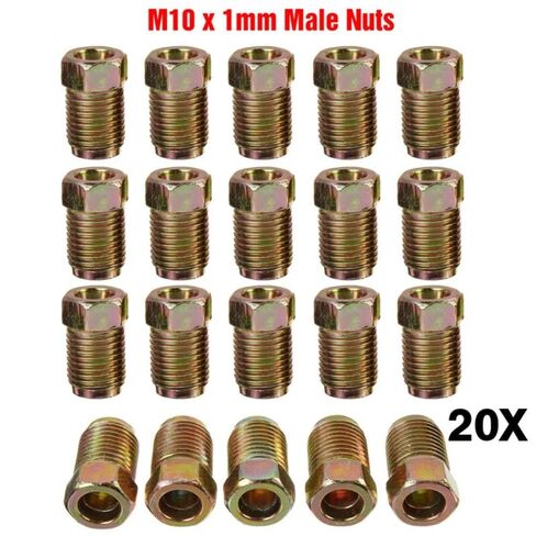 20x Car Brake Line Fittings Set for 3/16" Copper Pipe Fitting Kit Tube Inverted Flares Metric End Union Nuts in Kuwait