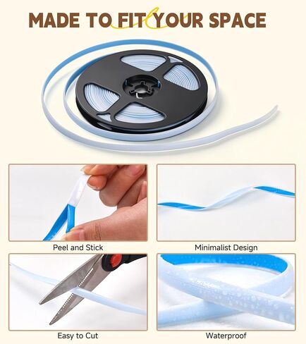 Caulking Tape Self Adhesive, Caulk Tape Sealing Waterproof, Caulk Strip Peel & Stick, for Kitchen Sink, Tub, Toilet, Wall Edge, 1/3" x 20Ft Narrow Gap Tape Wall Trim, White in Kuwait