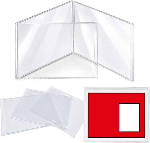 Mahjong Card Sleeves, 4 Pack Clear Protective Covers for Large Size American Mahjong Score Cards, Fits 6 1/8" x 4 3/4",Easy to Insert and Remove Cards ，for Game Night and Party in Kuwait