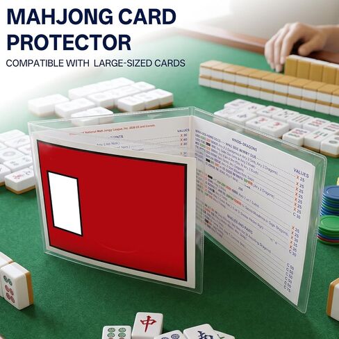 Mahjong Card Sleeves, 4 Pack Clear Protective Covers for Large Size American Mahjong Score Cards, Fits 6 1/8" x 4 3/4",Easy to Insert and Remove Cards ，for Game Night and Party in Kuwait