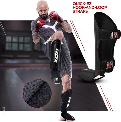قفازات الملاكمة RDX 14oz وواقي الساق للكيك بوكسينغ (حجم كبير)، قفازات مايا الفاخرة المصنوعة من الجلد الثقيل للكبار مع وسادات حماية لمشط القدم، فنون القتال المختلطة Muay Thai، Sparing BJJ Karate Taekwondo in Kuwait