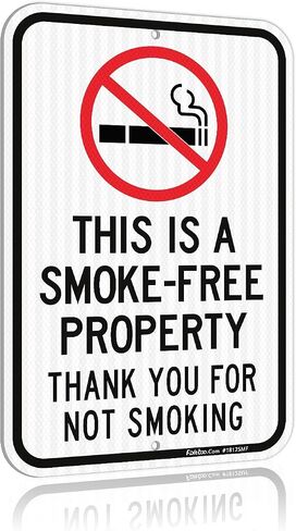 Faittoo (4 Pack) Large This Is A Smoke-Free Property, Thank You For Not Smoking Sign, 18"x 12" Engineer Grade Reflective Sheeting Rust Free Aluminum, Weather Resistant, Durable Ink, Easy to Mount in Kuwait