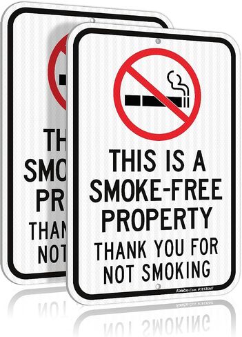 Faittoo (4 Pack) Large This Is A Smoke-Free Property, Thank You For Not Smoking Sign, 18"x 12" Engineer Grade Reflective Sheeting Rust Free Aluminum, Weather Resistant, Durable Ink, Easy to Mount in Kuwait