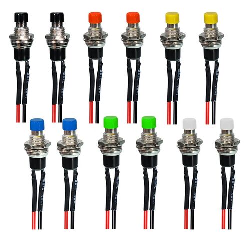 12pcs Red momentary Press-Type Button switches PBS-110-XBK with 3V, 6V, 12V, 24V and 250V ratings, Miniature Circular Button Switch, (Red 12pcs) in Kuwait