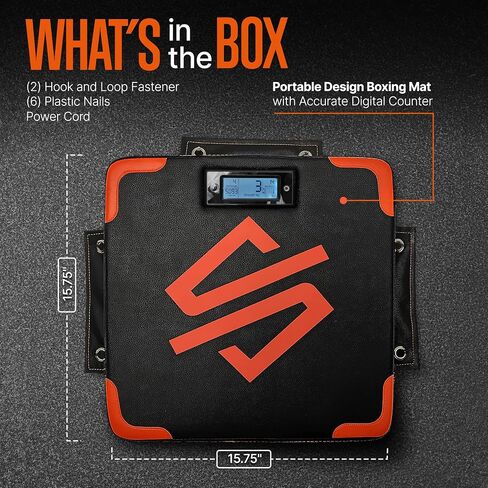 SQUATZ Portable Boxing Mat with Digital Counter – Wall-Mounted Punching Pad with Accurate Punch Strength Tracker, Built-in Foam & Home Gym Training Equipment in Kuwait