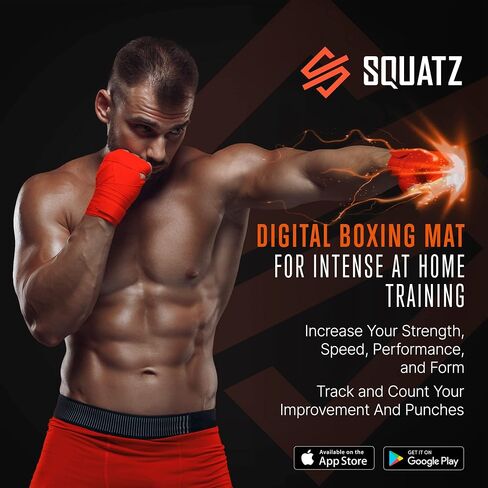 SQUATZ Portable Boxing Mat with Digital Counter – Wall-Mounted Punching Pad with Accurate Punch Strength Tracker, Built-in Foam & Home Gym Training Equipment in Kuwait