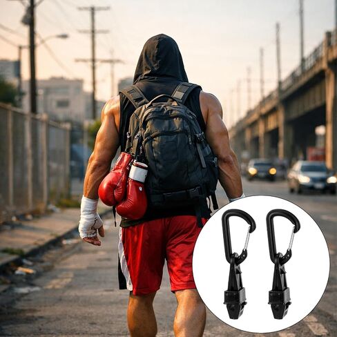 2pcs Boxing Gloves Clip with Carabiners, No-Slip Gloves Clamp Holder for Hanging MMA Muay Thai Glove on Backpack Gym Bag or Gear Bag Quick-Dry Carrying Hook for Training Equipment in Kuwait