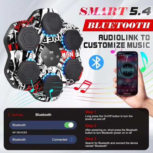 Music Boxing Machine, Smart Bluetooth Boxing Machine with Gloves, Wall Mounted Electronic Punching Machine for Adults Kids, 9 Modes 9 Speeds, LED Counting for Home Gym, Stress Relief Gift in Kuwait