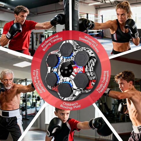 Music Boxing Machine, Smart Bluetooth Boxing Machine with Gloves, Wall Mounted Electronic Punching Machine for Adults Kids, 9 Modes 9 Speeds, LED Counting for Home Gym, Stress Relief Gift in Kuwait