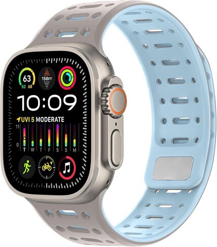 Amizee متوافق مع Apple Watch Band 49mm 46mm 45mm 44mm 42mm 41mm 41mm 40mm 38mm Men ، حزام مغناطيسي من السيليكون للتنفس لـ IWatch Ultra 2 Series 10/9/8/7/6/SE/5/4 (49/46/45/44/42 مم ، Starlight Pink) in Kuwait