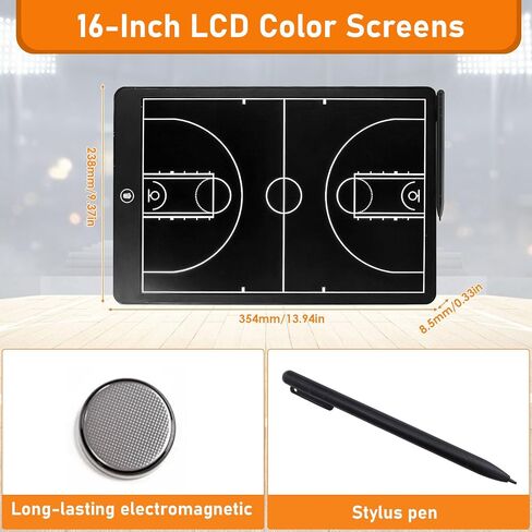Basketball Coaching Board,16 Inch LCD Coach Clipboard with Pen Basketball Marker Training for Training Teaching Coach Competition Command,Tactical Drawing Tablet in Kuwait