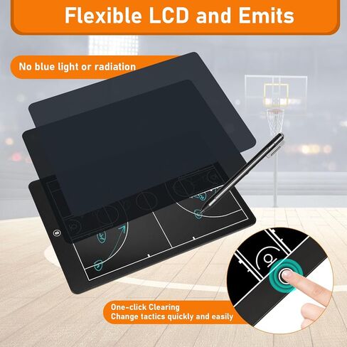 Basketball Coaching Board,16 Inch LCD Coach Clipboard with Pen Basketball Marker Training for Training Teaching Coach Competition Command,Tactical Drawing Tablet in Kuwait