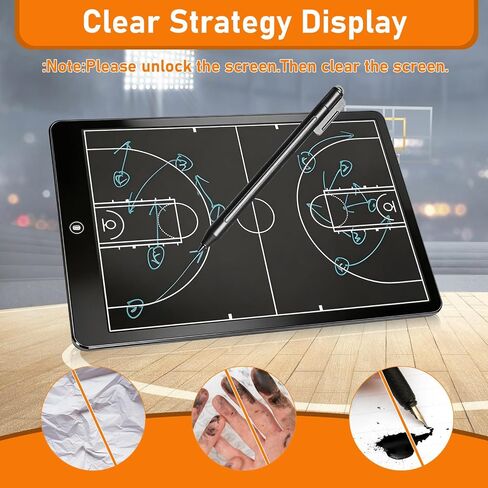 Basketball Coaching Board,16 Inch LCD Coach Clipboard with Pen Basketball Marker Training for Training Teaching Coach Competition Command,Tactical Drawing Tablet in Kuwait
