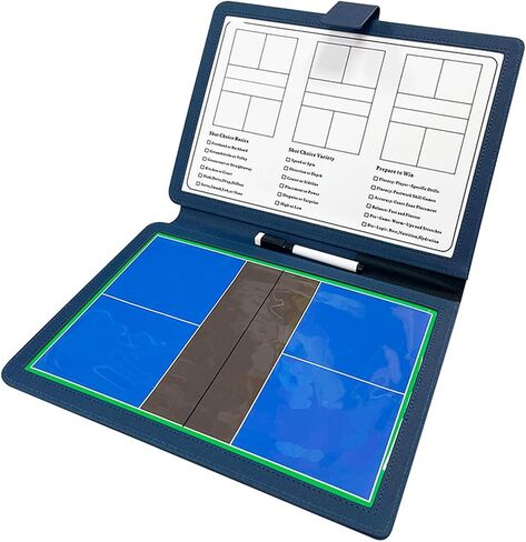 JIANNA Pickleball Coaching Board 12.6" x 9.45" Folding PU Leather Dry Erase Board with Magnetic Pieces & Markers | Complete accessory kit: 2 erasable pens + magnetic player markers in Kuwait