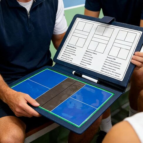 JIANNA Pickleball Coaching Board 12.6" x 9.45" Folding PU Leather Dry Erase Board with Magnetic Pieces & Markers | Complete accessory kit: 2 erasable pens + magnetic player markers in Kuwait
