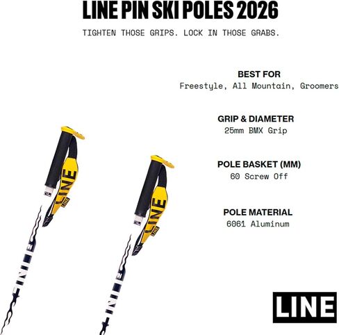 LINE Pin Ski Poles - Durable, Lightweight Aluminum - All-Mountain, Freestyle in Kuwait