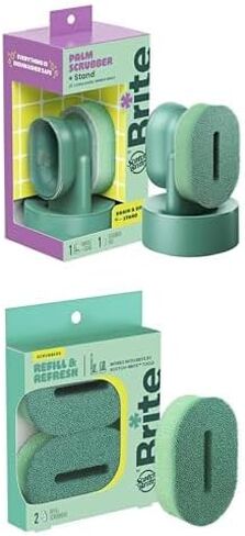 Brite by Scotch-Brite Palm Scrubber with Drain + Dry Stand, + Refill Scrubbers, 2 Pack in Saudi Arabia