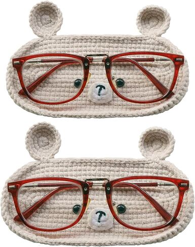 CORCHET EYEGLASS HOLDER CASE Stand for Desk Office ، منظم علبة نظارات Cat Animal المصنوع يدويًا لهدايا أعياد الميلاد in Kuwait
