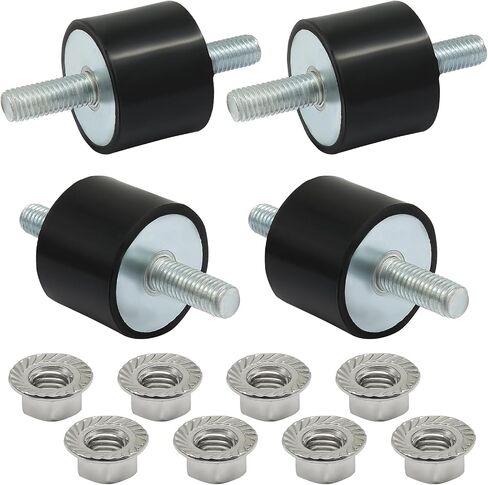 Murtenze 4 Pack Anti-Vibration Rubber Isolator Mounts, M6 20 x 15 mm Shock Absorber Rubber Studs Cylindrical Damping Mounts for Air Compressors/Garage Motor Diesel Engines in Kuwait