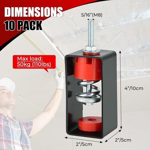 NATGAI 10 Pack Ceiling Spring Vibration Isolator Hangers for A/C Air Handler Bedroom Theater Studio, Anti Vibration, 110 Lb Capacity, 1.20" Deflection in Kuwait