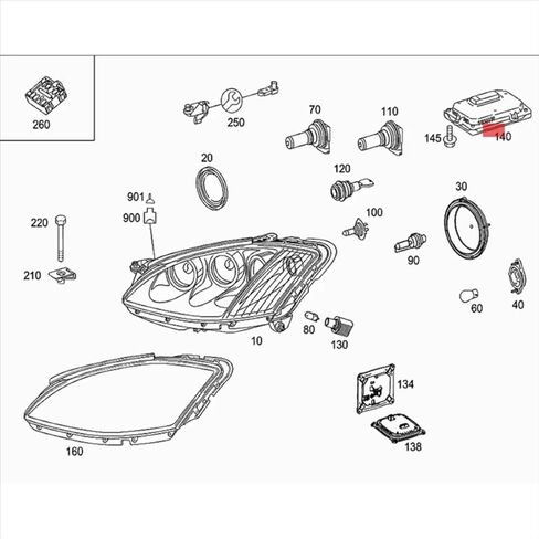 زينون HID العلوي ل CL-Class C216 2008 A2169009100 سيارة زينون العلوي الصابورة وحدة تحكم ضوء سائق مصابيح السيارة الملحقات in Kuwait