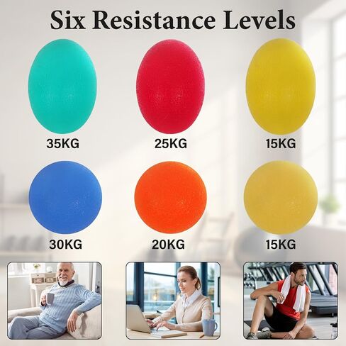 Stress Balls for Adults (6 Pack), 5 Resistance Levels Hand Exercisers for Strength, Hand Strengthening Devices,Squeeze Balls for Hand Therapy,Exercise Squeeze Squishy Wrist Ball, Grip Strength Trainer in Saudi Arabia