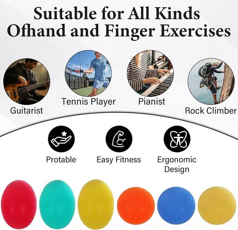 Stress Balls for Adults (6 Pack), 5 Resistance Levels Hand Exercisers for Strength, Hand Strengthening Devices,Squeeze Balls for Hand Therapy,Exercise Squeeze Squishy Wrist Ball, Grip Strength Trainer in Saudi Arabia