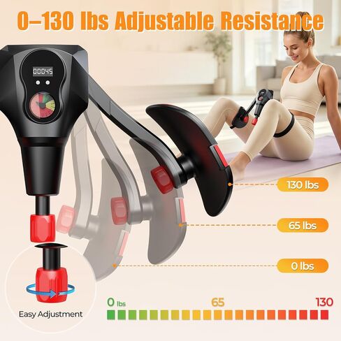 مدرب الفخذ للنساء، مقاومة قابلة للتعديل 0-130 رطل، عداد LCD ومنصات دوارة 360 درجة، تمرين الفخذ الداخلي وأرضية الحوض للورك والغلوت والتمرين المنزلي in Kuwait