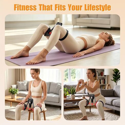 مدرب الفخذ للنساء، مقاومة قابلة للتعديل 0-130 رطل، عداد LCD ومنصات دوارة 360 درجة، تمرين الفخذ الداخلي وأرضية الحوض للورك والغلوت والتمرين المنزلي in Kuwait