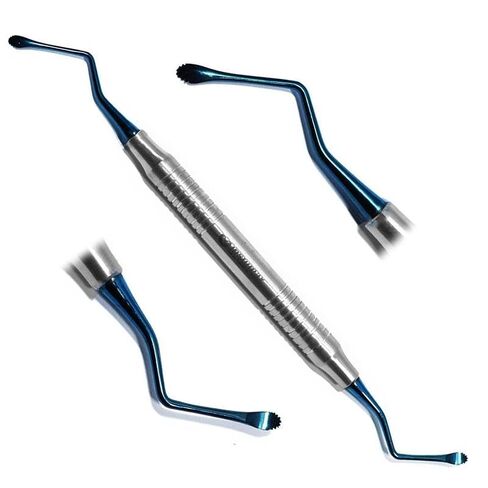6Pcs Lucas Curettes - Dental Surgical Instruments with Serrated Blue Color Tips | Lightweight Hollow Design | for Periodontal and Implant Procedures in Kuwait