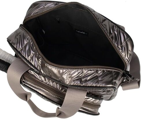 lemonbella Women’s Pickleball Tote Bag, Quilted Puffer Sports Tote, Racquet & Gear Carry Bag, Bella Pickleball Collection (Gunmetal Grind) in Kuwait