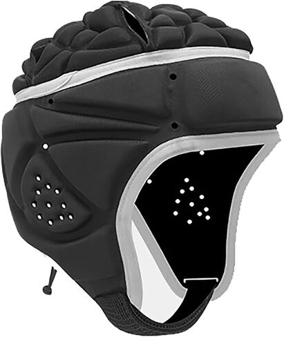 Homeo Rugby Helmet Headguard، كرة قدم ناعمة، غطاء رأس مبطن 7v7 علم Headguards Shell للشباب والأطفال البالغين، حارس مرمى كرة القدم، أسود وأبيض، 19-21 بوصة in Kuwait