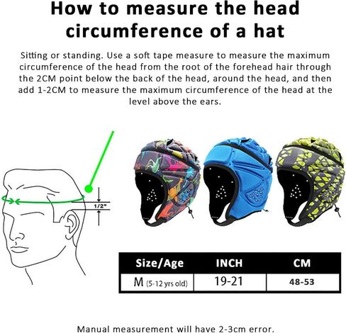 Homeo Rugby Helmet Headguard، كرة قدم ناعمة، غطاء رأس مبطن 7v7 علم Headguards Shell للشباب والأطفال البالغين، حارس مرمى كرة القدم، أسود وأبيض، 19-21 بوصة in Kuwait
