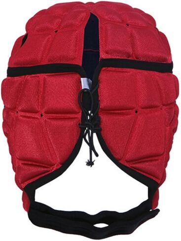 Homeo Rugby Helmet Headguard، خوذة كرة قدم ناعمة، غطاء رأس مبطن بعلم أغطية الرأس للأطفال البالغين من الشباب، حارس مرمى كرة القدم أحمر، 17-19 بوصة in Kuwait