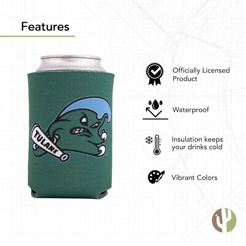Desert Cactus Tulane University Can Insulator Green Wave Beverage Cooler 1 Pack Foam 12oz Can Holder Single Sided (Design A) in Kuwait