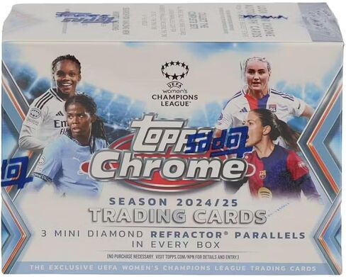 2024/25 Topps Chrome UEFA للسيدات دوري أبطال أوروبا لكرة القدم الناسف بطاقة التداول 7 عبوات صندوق ناسف (3 متوازيات منكسرة صغيرة للألماس لكل صندوق!) in Kuwait