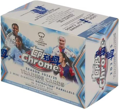 2024/25 Topps Chrome UEFA للسيدات دوري أبطال أوروبا لكرة القدم الناسف بطاقة التداول 7 عبوات صندوق ناسف (3 متوازيات منكسرة صغيرة للألماس لكل صندوق!) in Kuwait