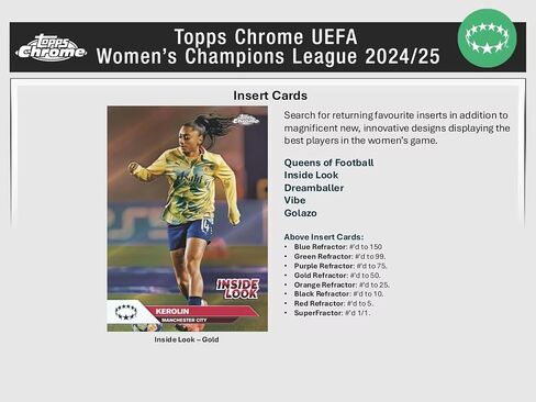 2024/25 Topps Chrome UEFA للسيدات دوري أبطال أوروبا لكرة القدم الناسف بطاقة التداول 7 عبوات صندوق ناسف (3 متوازيات منكسرة صغيرة للألماس لكل صندوق!) in Kuwait