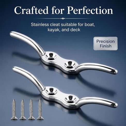 ASIJUNTYECHO 2 Pack 4 بوصة مربط القارب، مرابط الرصيف مع مسامير التثبيت، حبل المربط للقوارب واليخوت والأجهزة البحرية الخارجية in Kuwait