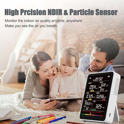 Professional Indoor Air Quality Monitor with AQI Alerts, Portable Real-Time Detector for Home, Car, Plants & Pets in Kuwait