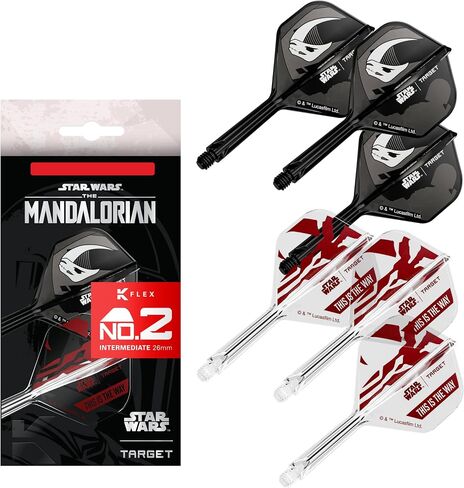 Target Darts Star Wars Mandalorian K Flex Integrated Dart Flights & Shafts | Character Inspired Pack of 3 K-Flex, No.2 & No.6 | Short, Intermediate & Medium Disney Kflex Accessories in Kuwait
