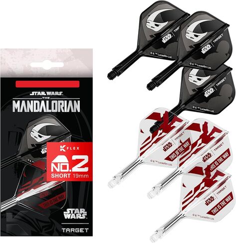 Target Darts Star Wars Mandalorian K Flex Integrated Dart Flights & Shafts | Character Inspired Pack of 3 K-Flex, No.2 & No.6 | Short, Intermediate & Medium Disney Kflex Accessories in Kuwait