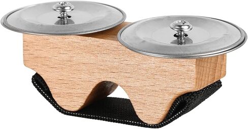 Solid Wood Metal Handheld Percussion Instrument Crisp Tone Handheld Tambourine Bells Elastic Straps Musical Instrument Accessories for African Drums Conga Drums in Kuwait
