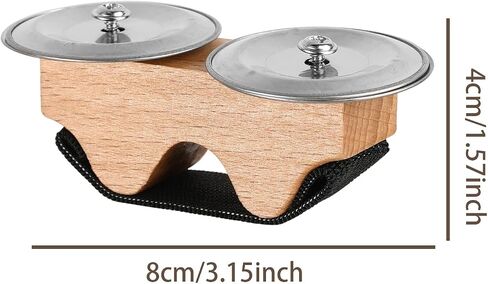 Solid Wood Metal Handheld Percussion Instrument Crisp Tone Handheld Tambourine Bells Elastic Straps Musical Instrument Accessories for African Drums Conga Drums in Kuwait